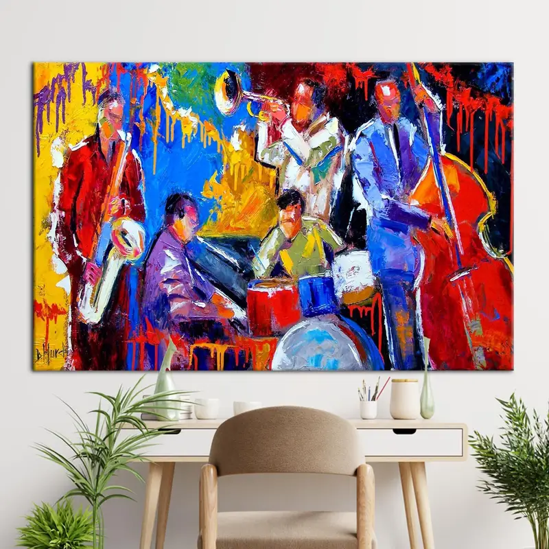 Lebhafte Jazz-Club-Leinwand: Abstrakter afrikanischer Musik-Kunstdruck