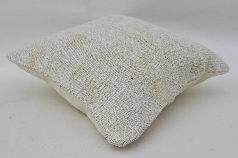 Turkish Pillow, Farmhouse Pillow Sham, Turkish Kilim Pillow, Car Pillow, Anatolian Pillow Sham, Cushion, Kilim Pillow, 14x14 White Pillow Case - 6