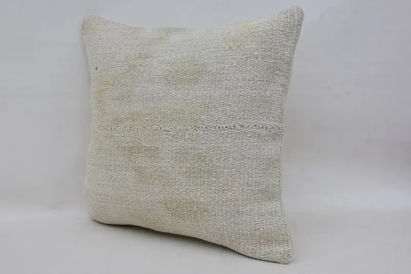 Turkish Pillow, Farmhouse Pillow Sham, Turkish Kilim Pillow, Car Pillow, Anatolian Pillow Sham, Cushion, Kilim Pillow, 14x14 White Pillow Case - 3