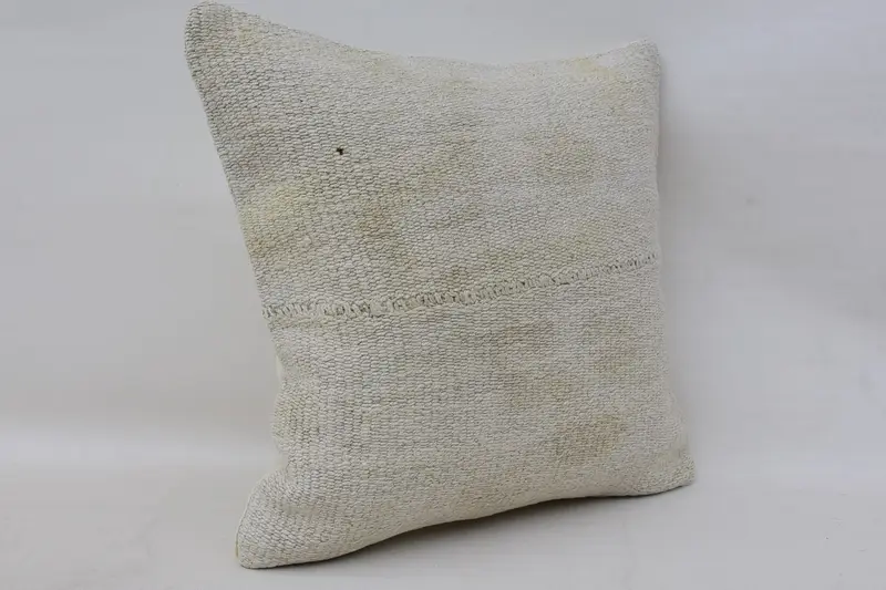 Turkish Pillow, Farmhouse Pillow Sham, Turkish Kilim Pillow, Car Pillow, Anatolian Pillow Sham, Cushion, Kilim Pillow, 14x14 White Pillow Case - 2