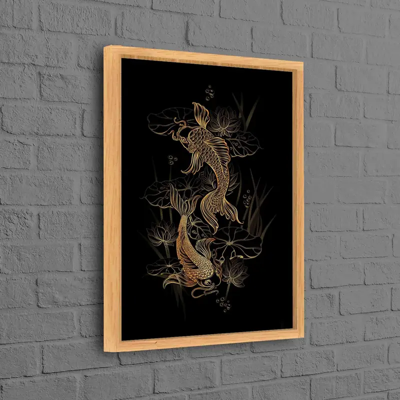エレガントな鯉と蓮のキャンバス: アジアのスピリチュアル アート