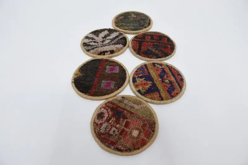 Bohemian Blue and Brown Round Coaster, Unique Bohemian Coaster