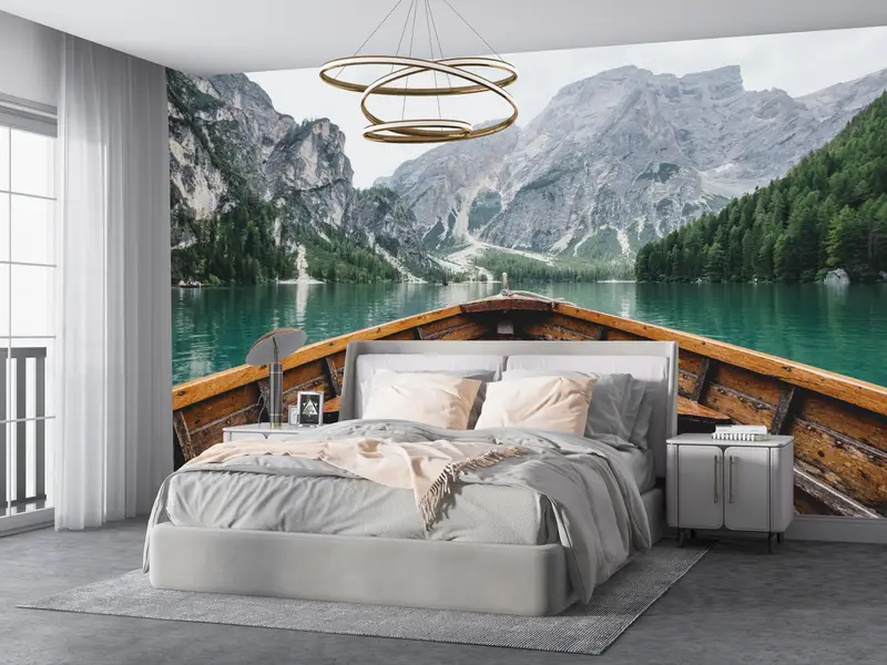 River Landcape Wall -Plakat, Landschaftswandpapier, 3D -Wandkunst, Bergwandaufkleber, Fluss Tapete, Hauswarming Geschenk, - 8