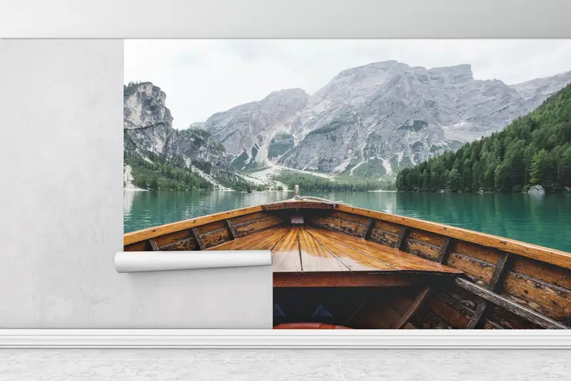 River Landcape Wall -Plakat, Landschaftswandpapier, 3D -Wandkunst, Bergwandaufkleber, Fluss Tapete, Hauswarming Geschenk, - 3