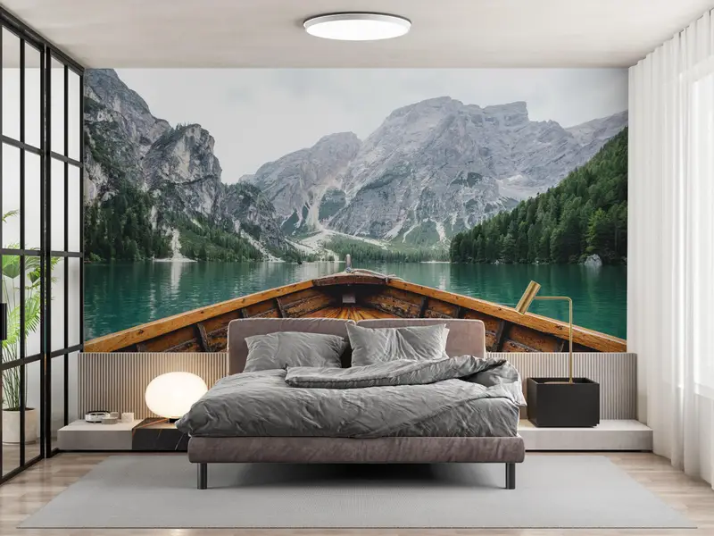 River Landcape Wall -Plakat, Landschaftswandpapier, 3D -Wandkunst, Bergwandaufkleber, Fluss Tapete, Hauswarming Geschenk, - 5