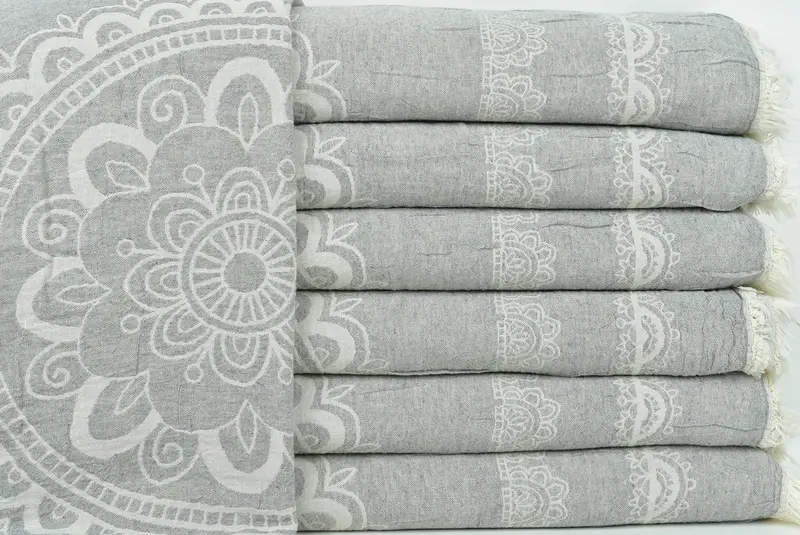 Woven Throw Blanket, 88x80 Cotton Kilim Design Towel, Bedspread, Oversized Beach Towel, Gift For Wedding Day, Personalized Blanket, Bedspread Quenn - 2