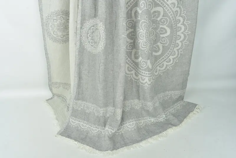 Woven Throw Blanket, 88x80 Cotton Kilim Design Towel, Bedspread, Oversized Beach Towel, Gift For Wedding Day, Personalized Blanket, Bedspread Quenn - 8