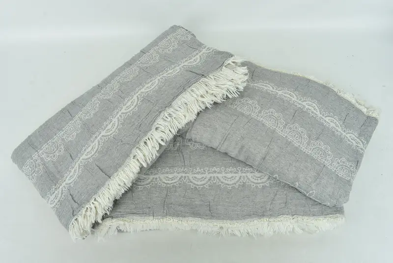 Woven Throw Blanket, 88x80 Cotton Kilim Design Towel, Bedspread, Oversized Beach Towel, Gift For Wedding Day, Personalized Blanket, Bedspread Quenn - 7