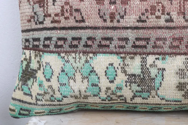 Bolster Throw Pillow Sham, Turkish Pillow, Pillow Case, Handmade Rug Seat Pillow, Turkish Kilim Pillow, 16x36 Green Pillow, Kilim Pillow Cover - 3