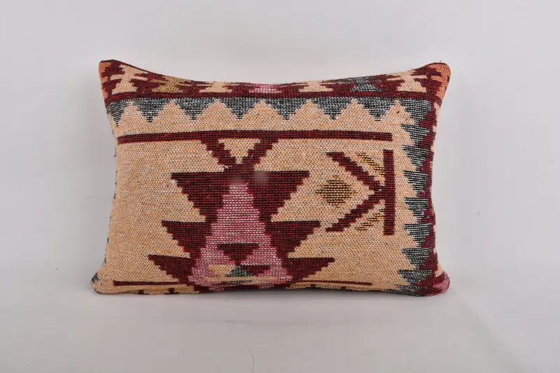 Handmade Kilim Cushion, Chair Cushion, Cotton Pillow, Boho Pillow, Natural Pillow Case, Pillow Case, Gift Pillow, 12x24 Yellow Cushion - 1