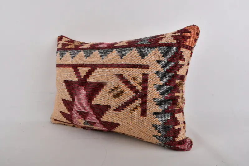 Handmade Kilim Cushion, Chair Cushion, Cotton Pillow, Boho Pillow, Natural Pillow Case, Pillow Case, Gift Pillow, 12x24 Yellow Cushion - 3