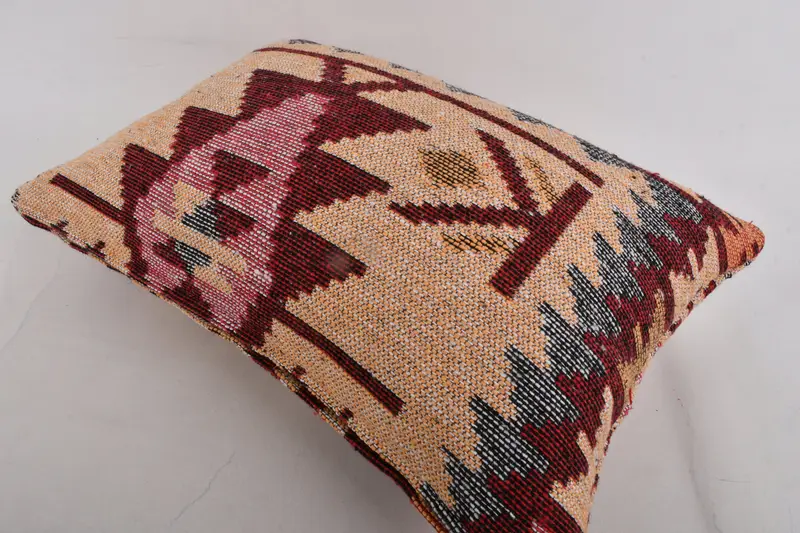 Handmade Kilim Cushion, Chair Cushion, Cotton Pillow, Boho Pillow, Natural Pillow Case, Pillow Case, Gift Pillow, 12x24 Yellow Cushion - 6