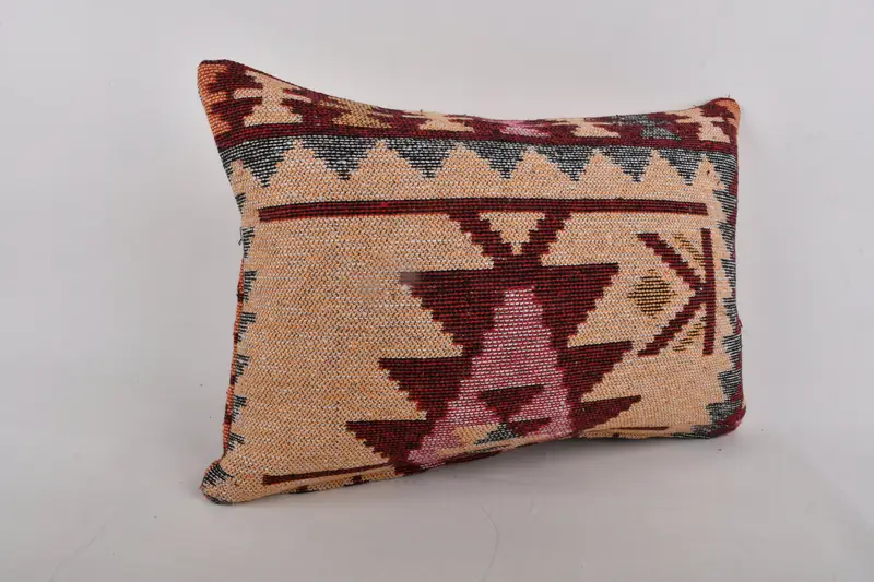 Handmade Kilim Cushion, Chair Cushion, Cotton Pillow, Boho Pillow, Natural Pillow Case, Pillow Case, Gift Pillow, 12x24 Yellow Cushion - 2