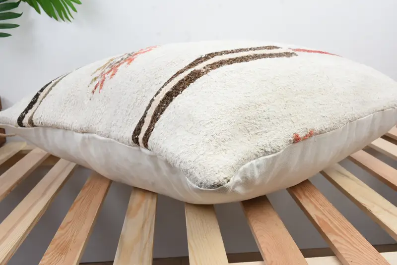 Handwoven Pillow Cover Pillow Sham, Pillow Case, Home Decor Pillow, Turkish Bench Pillow, 24x24 White Cushion, Vintage Kilim Pillow, Pillow for Sofa - 6