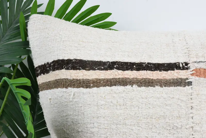 Handwoven Pillow Cover Pillow Sham, Pillow Case, Home Decor Pillow, Turkish Bench Pillow, 24x24 White Cushion, Vintage Kilim Pillow, Pillow for Sofa - 2