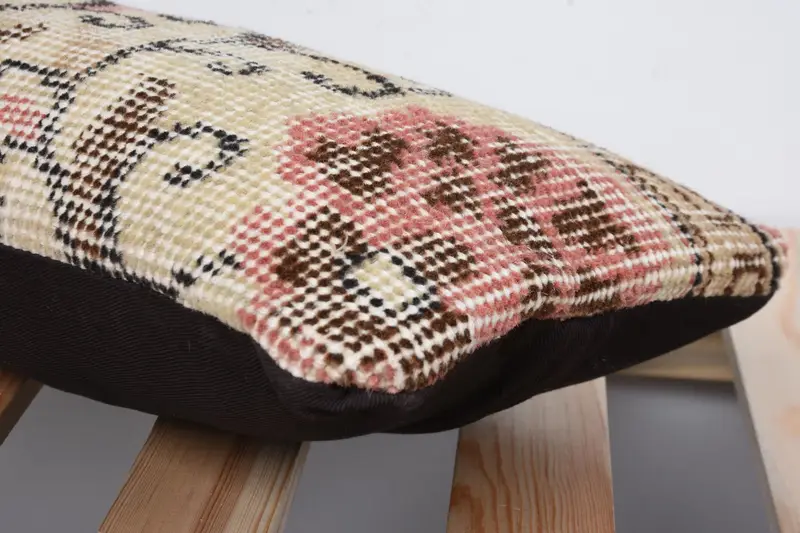 Boho Pillow Sham Cover, Kilim Cushion Sham, Sustainable Cushion Cover, 8x16 Beige Cushion Case, Handmade Kilim Cushion, Cushion Case - 7