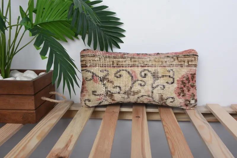 Boho Pillow Sham Cover, Kilim Cushion Sham, Sustainable Cushion Cover, 8x16 Beige Cushion Case, Handmade Kilim Cushion, Cushion Case - 1