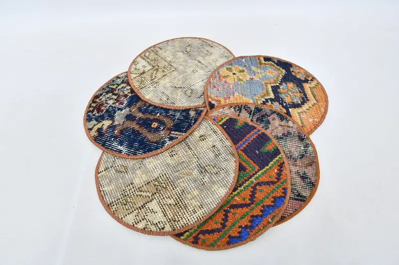 ボヘミアン ブルー & ベージュ プレースマット、ミニマリスト & ピンナップ スタイル