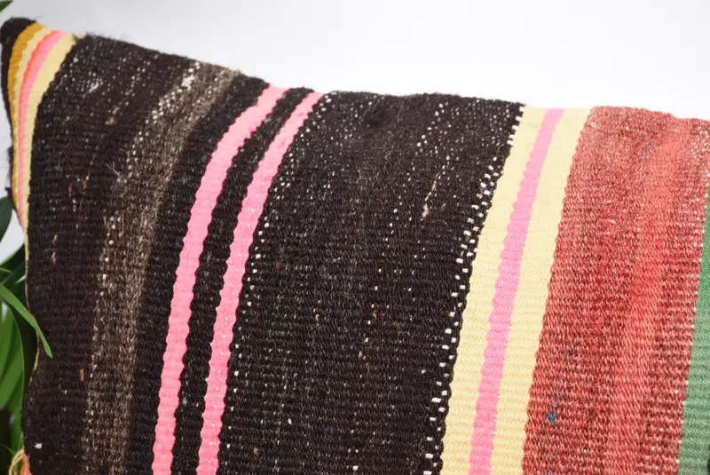 Turkish Kilim Pillow, Vintage Kilim Pillow, Pillow Cover, Patio Cushion, Gift Pillow, Floor Pillow, 16x48 Brown Pillow Cover - 2