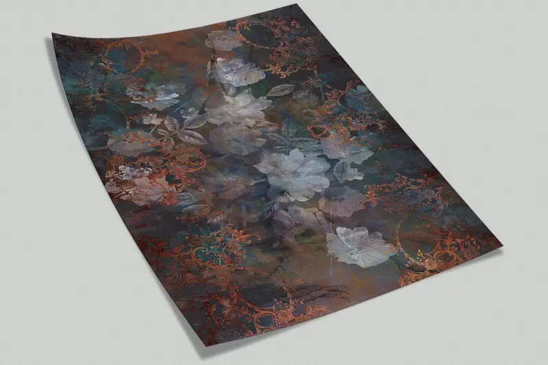 Wall Paper Peel and Stick,Vintage Flowers Painting,3d Wall Paper,Bright Wall Paper,Brown Mural,Vintage Wall Painting, - 9