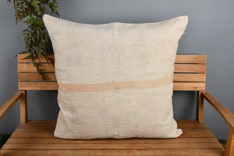 Pillow for Sofa, Turkish Kilim Pillow, Decorative Cushion Case, Outdoor Bolster Cushion Case, Pillow Sham, Gift Pillow, 32x32 White Pillow Sham - 6