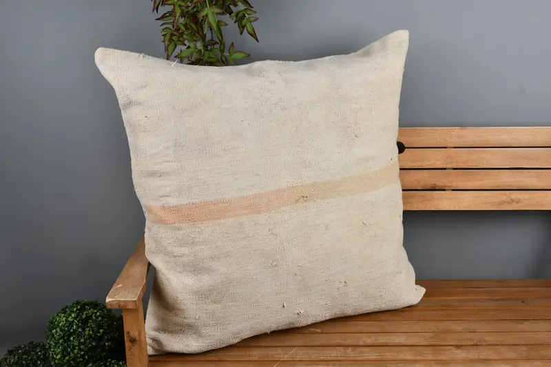 Pillow for Sofa, Turkish Kilim Pillow, Decorative Cushion Case, Outdoor Bolster Cushion Case, Pillow Sham, Gift Pillow, 32x32 White Pillow Sham - 1