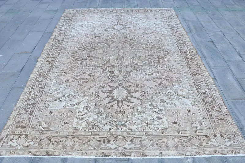 Turkish Vintage Oushak Oversize Rug 8.3x11.3 ft, Brown Bordered Rug Wool - 1