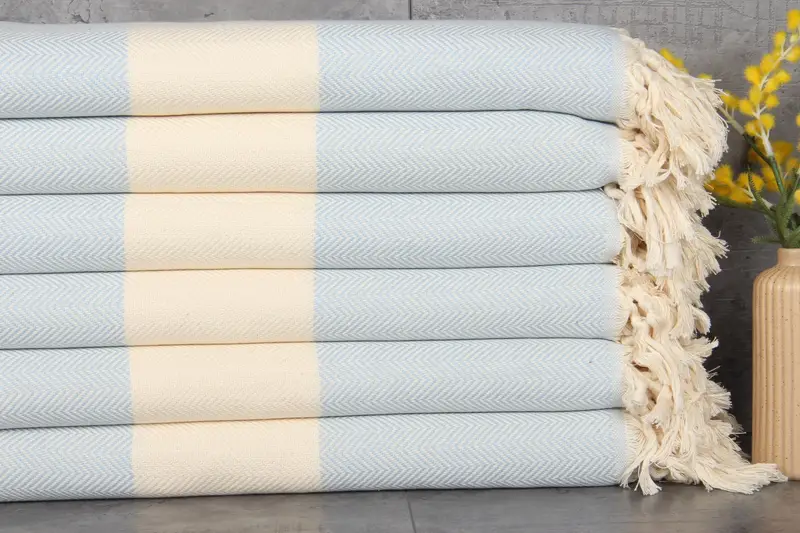 Turkish Beach Towel Personalized Baby Blue Chevron, 40x71 Inches