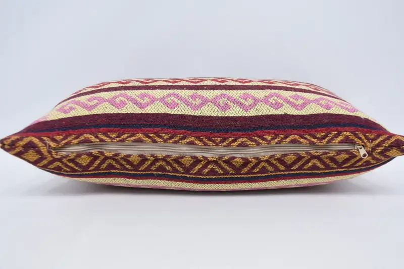 Gift Pillow, Vintage Throw Pillow Case, Boho Pillow, Pillow Sham, Kilim Pillow Cover, Handmade Rug Seat Cushion Cover, 12x24 Red Cushion Cover - 6