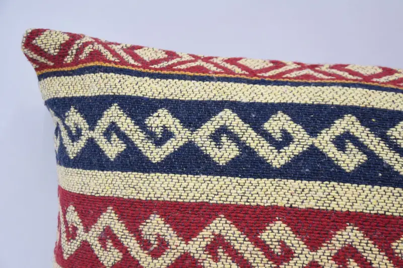Gift Pillow, Vintage Throw Pillow Case, Boho Pillow, Pillow Sham, Kilim Pillow Cover, Handmade Rug Seat Cushion Cover, 12x24 Red Cushion Cover - 2