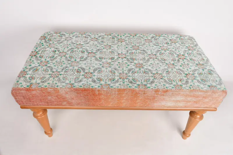 モジュール式オットマンセット、キリム風のウールブレンドオットマン