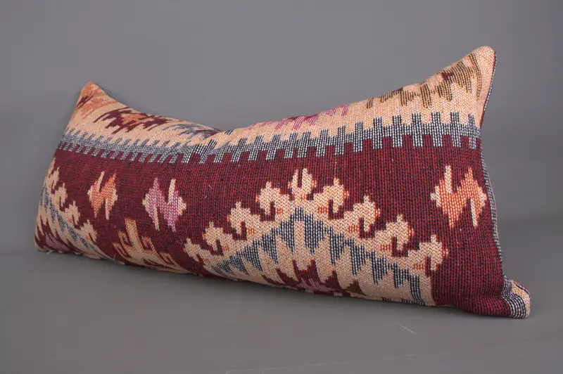 16x36 Red Pillow Cover, Boho Pillow, Bed Pillow Case, Handmade Kilim Cushion, Pillow Sham, Colorful Pillow Cover, Yoga Pillow Case, Pillow for Sofa - 3
