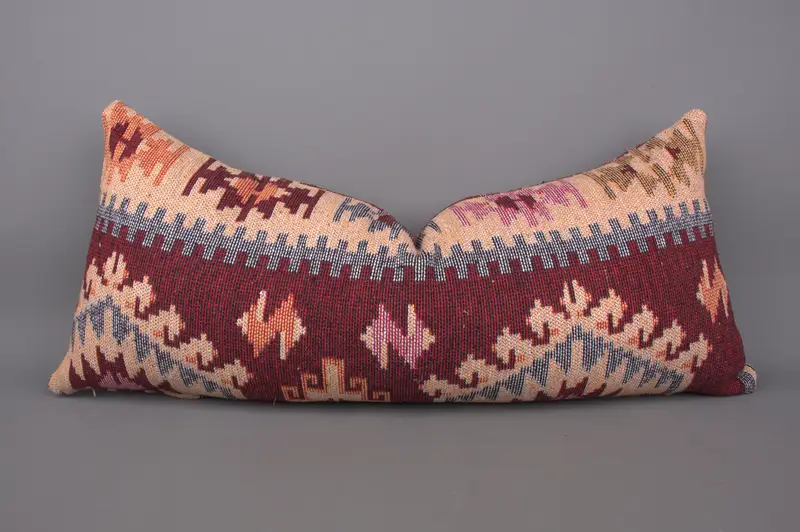 16x36 Red Pillow Cover, Boho Pillow, Bed Pillow Case, Handmade Kilim Cushion, Pillow Sham, Colorful Pillow Cover, Yoga Pillow Case, Pillow for Sofa - 1