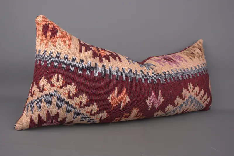 16x36 Red Pillow Cover, Boho Pillow, Bed Pillow Case, Handmade Kilim Cushion, Pillow Sham, Colorful Pillow Cover, Yoga Pillow Case, Pillow for Sofa - 2