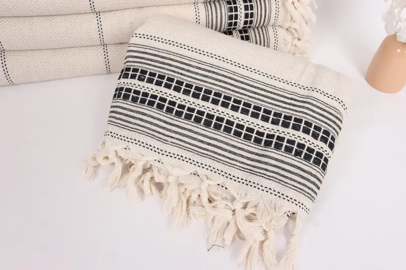 96x94 Linen Striped Towel, Best Wedding Gift, Custom Blanket, Turkish Blanket, Custom Wedding Gifts, Handmade Gift, Girl Trip Party Favor - 4