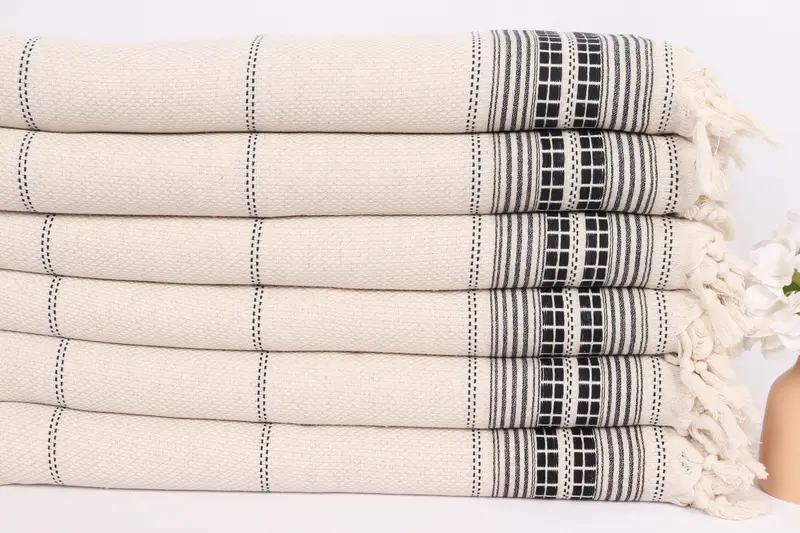 96x94 Linen Striped Towel, Best Wedding Gift, Custom Blanket, Turkish Blanket, Custom Wedding Gifts, Handmade Gift, Girl Trip Party Favor - 3