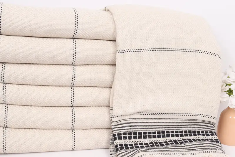 96x94 Linen Striped Towel, Best Wedding Gift, Custom Blanket, Turkish Blanket, Custom Wedding Gifts, Handmade Gift, Girl Trip Party Favor - 2