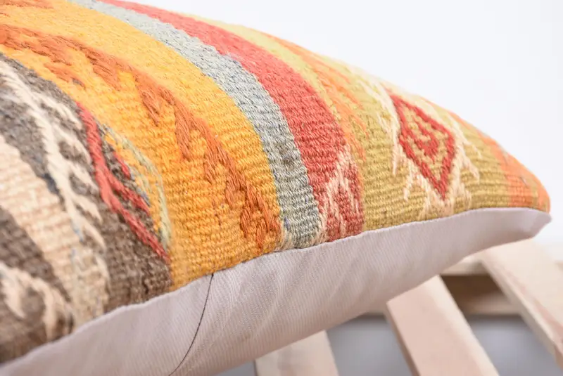 Handmade Kilim Cushion, Pet Pillow Cover, Pillow Case, 18x18 Orange Cushion, Throw Kilim Pillow, Vintage Pillow, Bright Pillow Case - 7