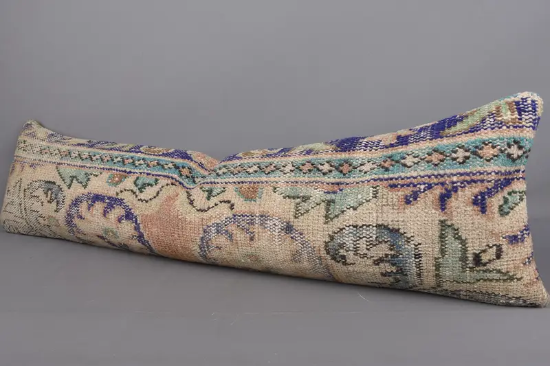 Garden Pillow, Pillow Sham, 12x48 Beige Cushion, Kilim Pillow Cover, Pillow for Sofa, Throw Kilim Pillow, Designer Throw Cushion Cover - 3