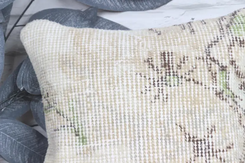 Kilim Pillow, Turkish Pillow, Ethnic Pillow Cover Pillow Sham, 12x12 Beige Pillow Sham, Pillow Cover, Boho Pillow Sham Cover, Aesthetic Cushion - 2
