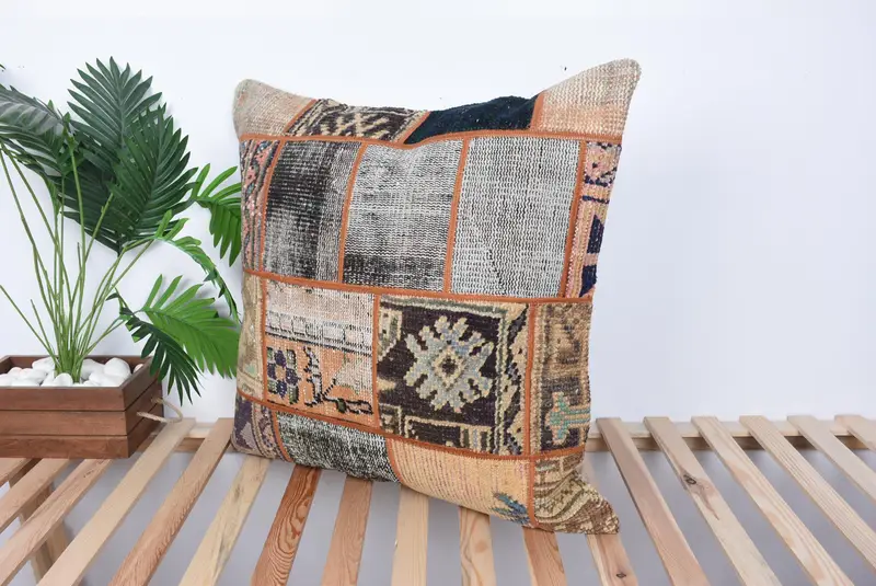Home Decor Pillow, Bolster Cushion Cover, Kilim Pillow Cover, Accent Cushion, Kilim Pillow, 28x28 Brown Cushion Case, Cushion Case - 5