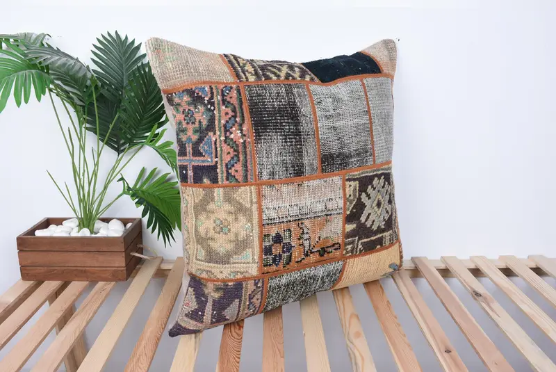 Home Decor Pillow, Bolster Cushion Cover, Kilim Pillow Cover, Accent Cushion, Kilim Pillow, 28x28 Brown Cushion Case, Cushion Case - 4