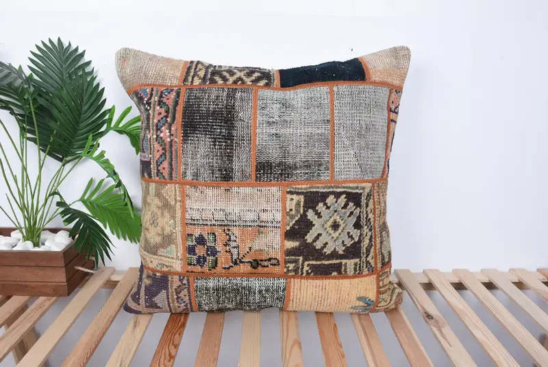 Home Decor Pillow, Bolster Cushion Cover, Kilim Pillow Cover, Accent Cushion, Kilim Pillow, 28x28 Brown Cushion Case, Cushion Case - 1