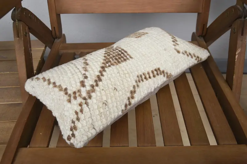 Pillow, Turkish Corner Pillow Sham, 8x16 Beige Cushion Case, Tribal Pillow Cover, Home Decor Pillow, Vintage Kilim Pillow, Kilim Pillow Cover - 4