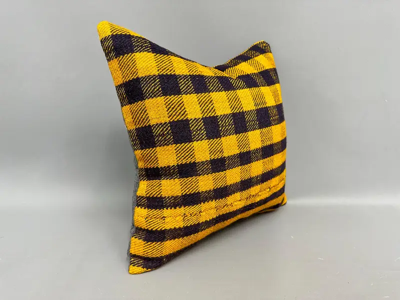 Vintage Kilim Pillow Pillow Case, 18x18 Yellow Cushion Case, Gift Pillow, Turkish Pillow, Pillow Cover, Handmade Kilim Cushion, Custom Cushion Cover - 2