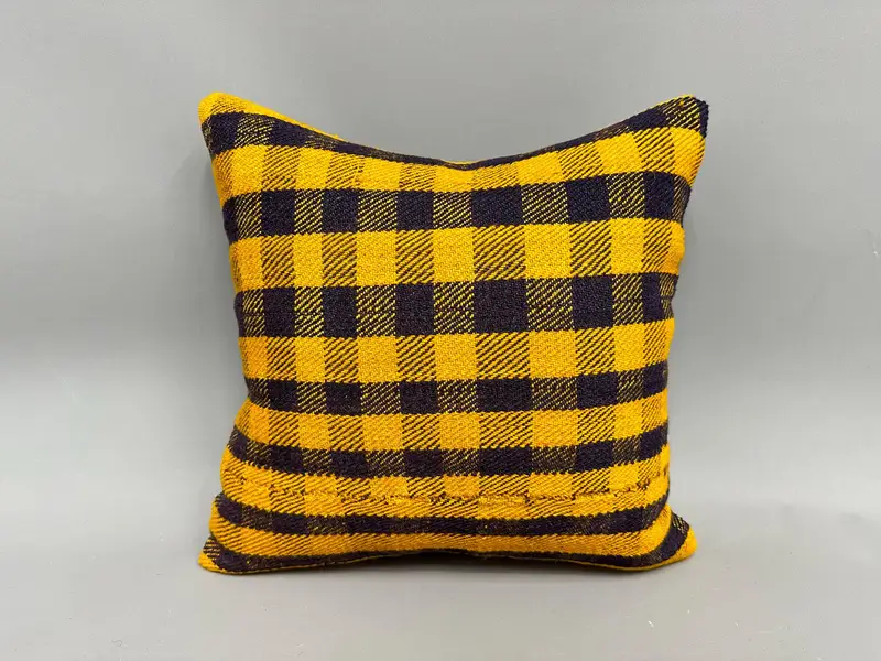 Vintage Kilim Pillow Pillow Case, 18x18 Yellow Cushion Case, Gift Pillow, Turkish Pillow, Pillow Cover, Handmade Kilim Cushion, Custom Cushion Cover - 4