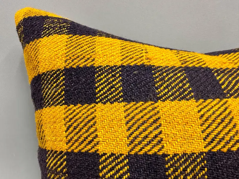 Vintage Kilim Pillow Pillow Case, 18x18 Yellow Cushion Case, Gift Pillow, Turkish Pillow, Pillow Cover, Handmade Kilim Cushion, Custom Cushion Cover - 5