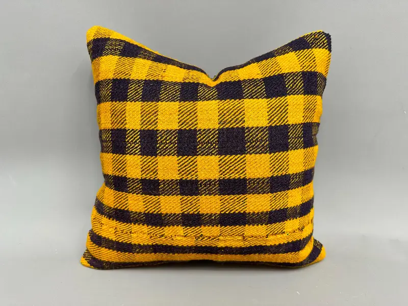 Vintage Kilim Pillow Pillow Case, 18x18 Yellow Cushion Case, Gift Pillow, Turkish Pillow, Pillow Cover, Handmade Kilim Cushion, Custom Cushion Cover - 1