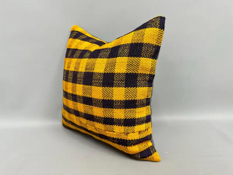 Vintage Kilim Pillow Pillow Case, 18x18 Yellow Cushion Case, Gift Pillow, Turkish Pillow, Pillow Cover, Handmade Kilim Cushion, Custom Cushion Cover - 3