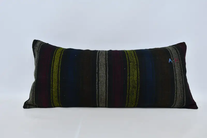 16x36 Brown Pillow Case, Turkish Kilim Pillow, Shabby Chic Cushion, Interior Designer Pillow, Tapestry Cushion, Cushion, Throw Kilim Pillow - 1